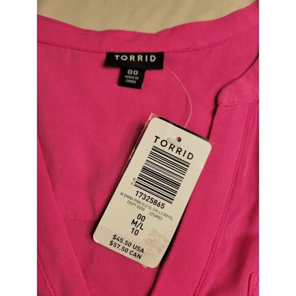 Women's Size 00 Large 10 Torrid Sleeveless Long Hot Pink Tank Cover Up Rayon New - Picture 3 of 6
